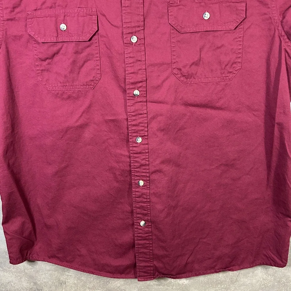Wrangler Premium Quality Button Down Shirt Men's XL Short Sleeve‎ Burgundy